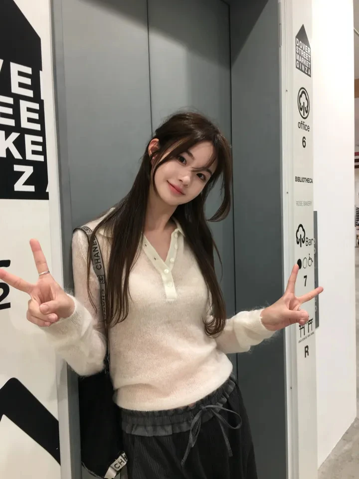 

Женская вязаная кофта Ele Simple Sle с длинным рукавом, открытым воротником, полупрозрачная, однотонная, для осени и зимы