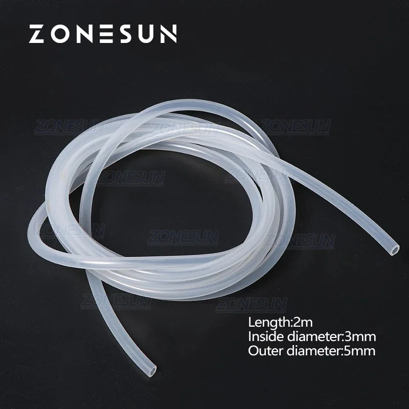 

ZONESUN PJ-GZ3 Length 2m Inside Diameter 3mm Silicone Tube Rubber Hose For Essential Oil Filling Machine