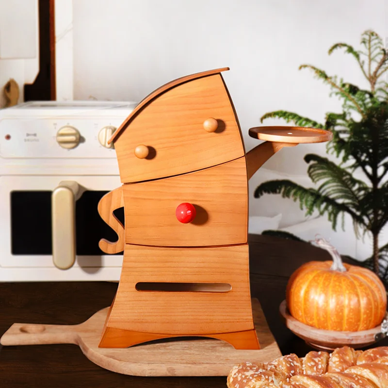 Creative Wooden Desktop Storage Box, Drawer Cabinet & Tissue Holder for Entrance and Living Room Decor