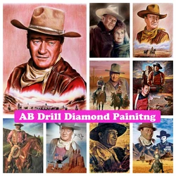 5D DIY AB Drills Diamond Painting Cowboy John Wayne Mosaic Cross Stitch Kits Embroidery Rhinestones Handmade Room Decor Gift