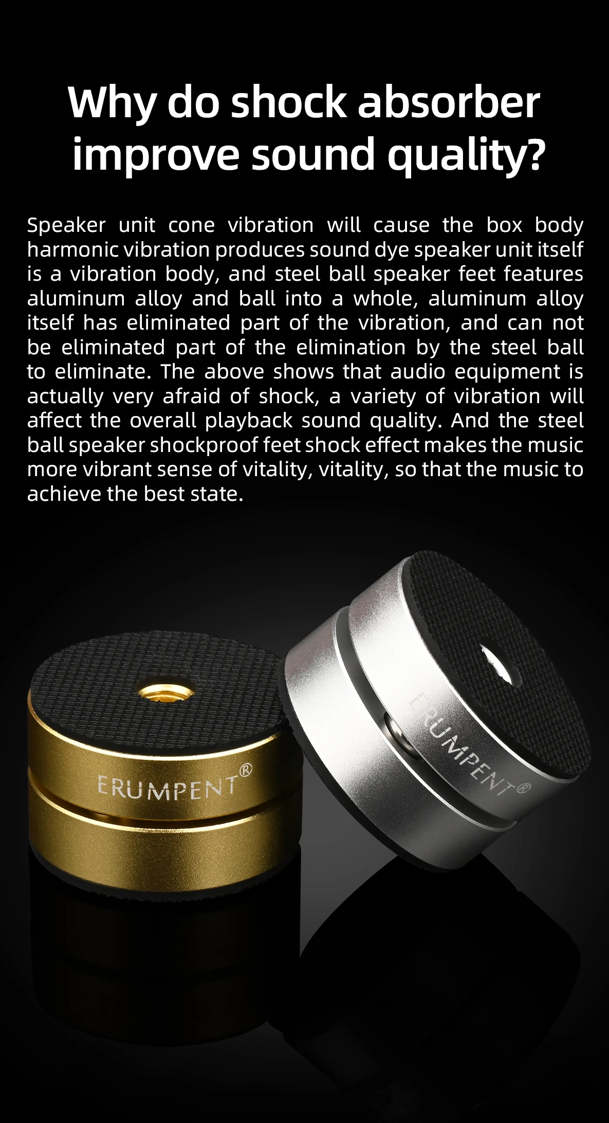 4 Stück hochwertige audiophile Stoßdämpfer Pad Stahlkugel ständer Füße Lautsprecher Stabilisator CD-Verstärker Spikes Stand Füße Pad – Detail 3