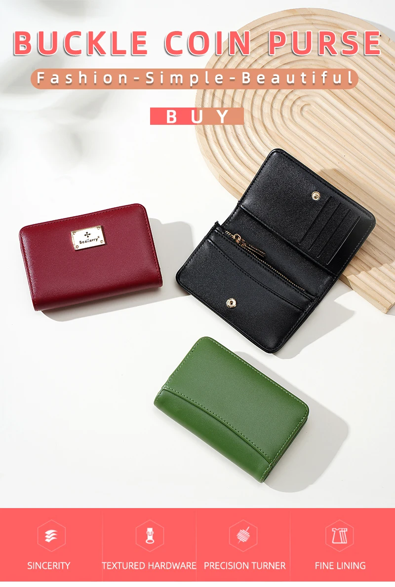 High-Quality New Women's Short Wallet High Capacity Card Clips Simple Zipper Coin Pocket Photo Holder Wallet for Girls
