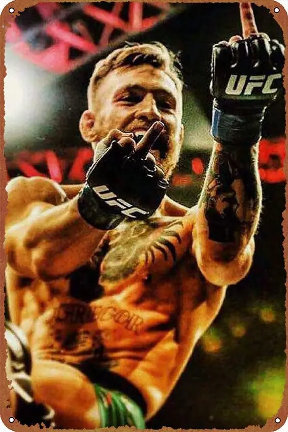 Conor McGregor Middle Finger Poster Metal Sign for Cafe Bar Pub Office Garage Home Wall Decor Gift Vintage Tin Sign 12 X 8 inch