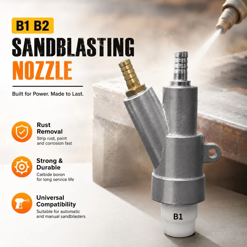 B1 B2 Thread Sandblasting Nozzle for Rust Removal Boron Carbide Spray Tip Wear Resistant Replacement  Fitting Practical