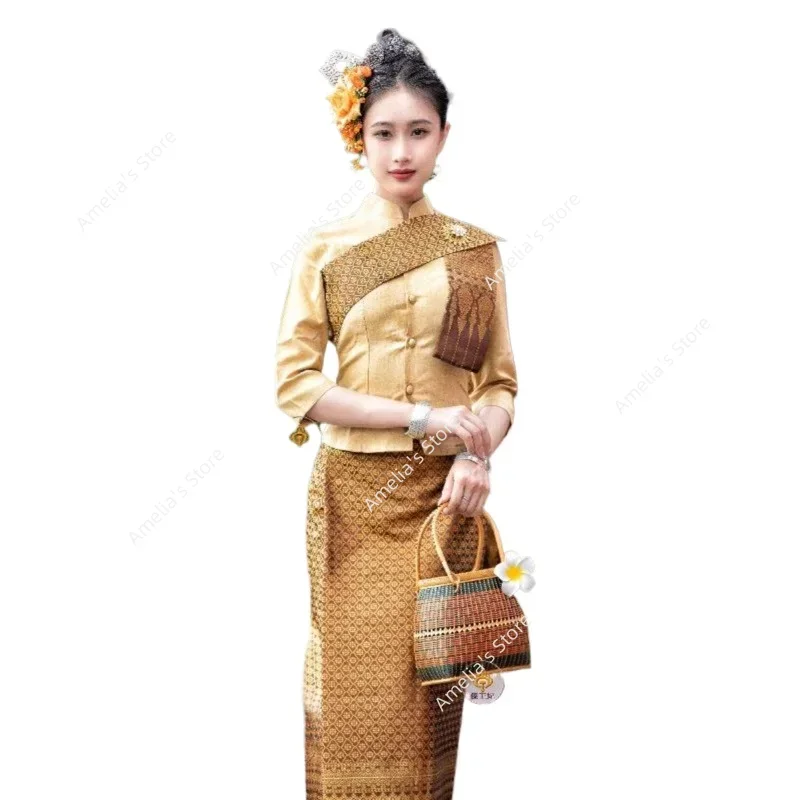 

Southeast Asia Thailand Hotel Restaurant Work Clothes Welcome Suits Four Seasons Tops Skirt Slim Fit Thai Dress
