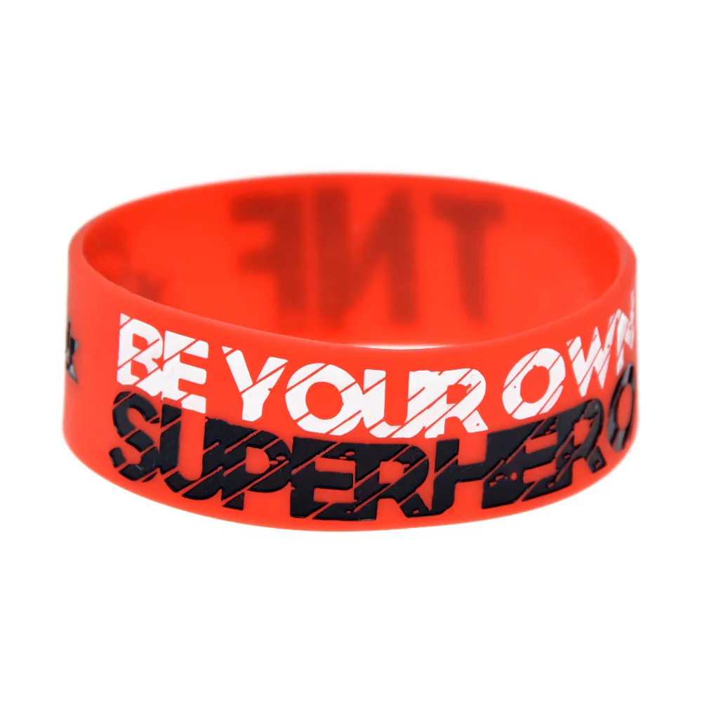 Pulsera Deportiva de Silicona de Una Pulgada de Ancho con la Frase 'Be Your Own Super Hero', Brazalete TNF para Crossfit