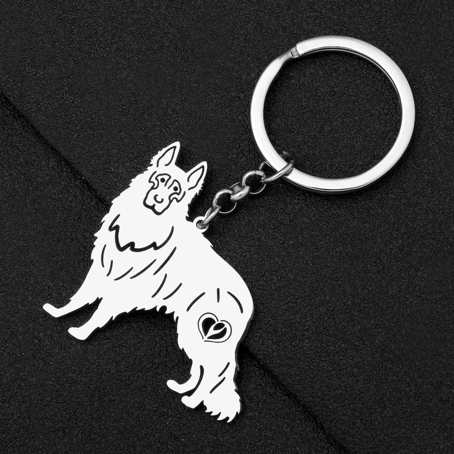 Bonsny Stainless Steel Gold-plated Shepherd Dog Key Chain Pet Keychain Ring Animal Bag Charms For Women Girls Car Gifts Jewelry