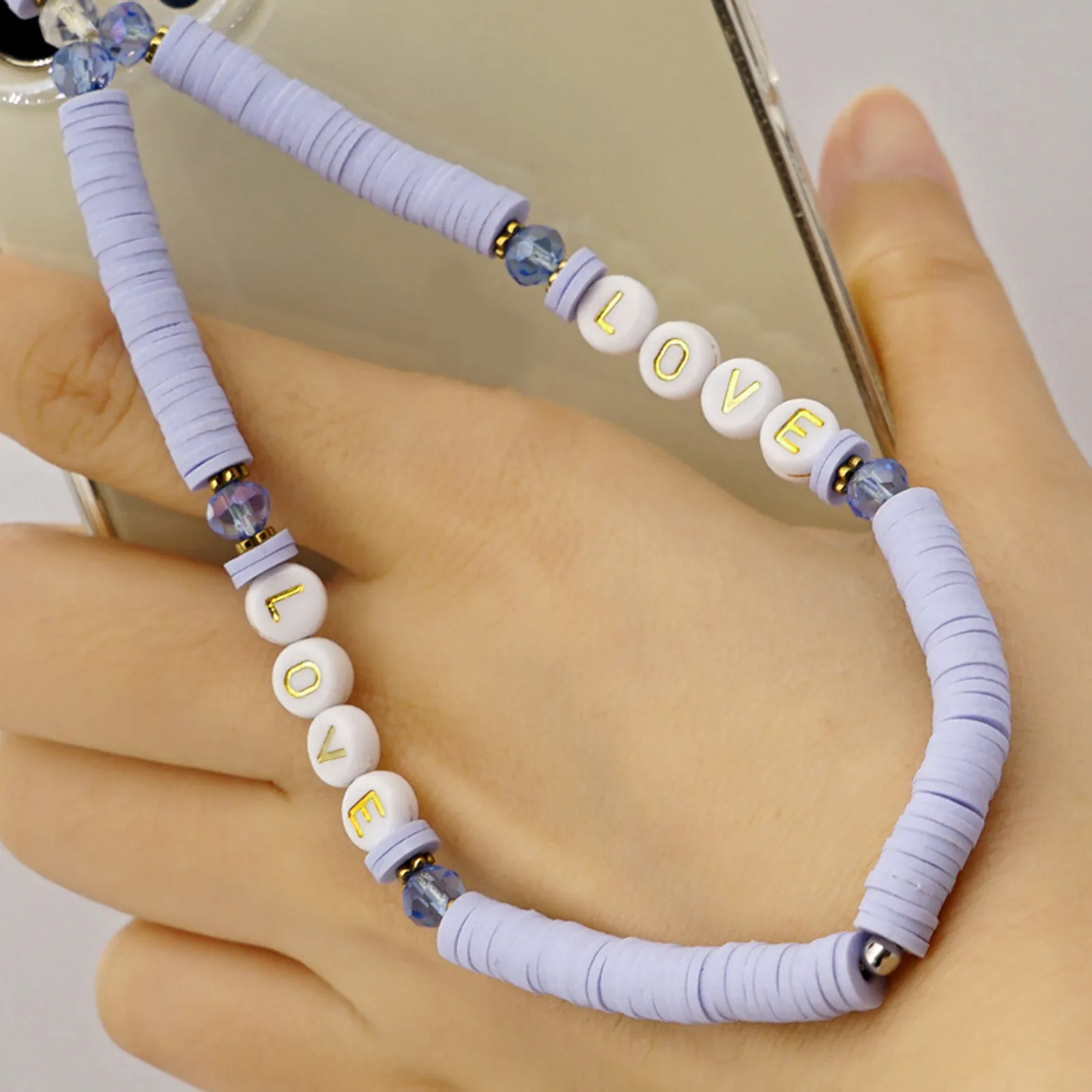 

1 Piece Ethnic Lanyard Polymer Clay Crystal Chinese Design Mobile Hanging Rope for Cellphone Camera Keychain Decor