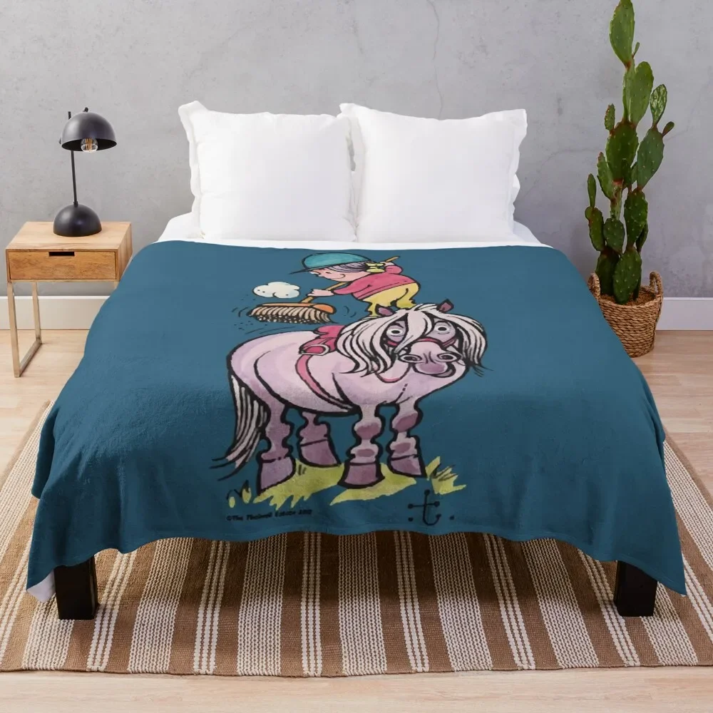 

Thelwell Rider Cleaning Their Horse Throw Blanket Luxury Brand Picnic For Sofa Thin Beach Blankets