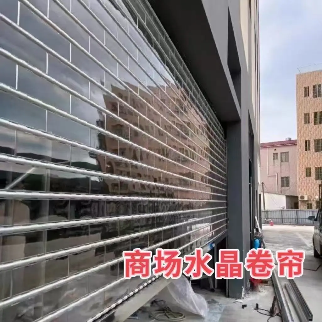Commercial Store Transparent Crystal Roller Shutter Door Aluminum PC Material Clear Plastic Rolling Shutter