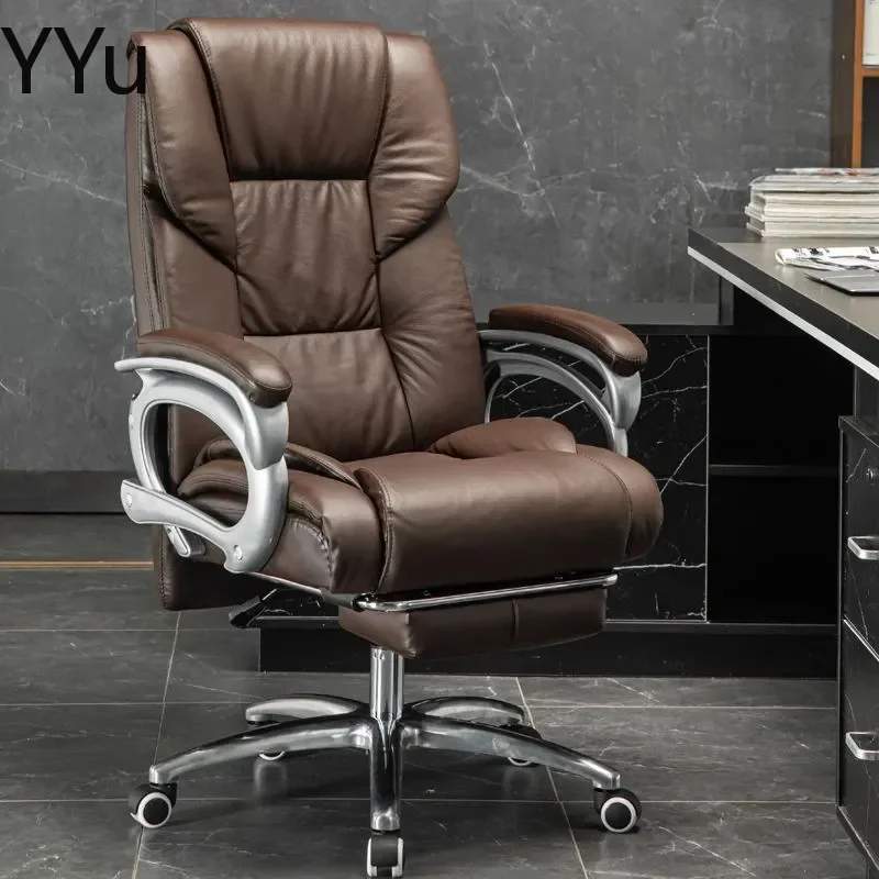 for Computer Chair Home Office Cowhide Swivel Reclining Massage Leather Boss Business Class Ergonomic Gaming Desk Seat