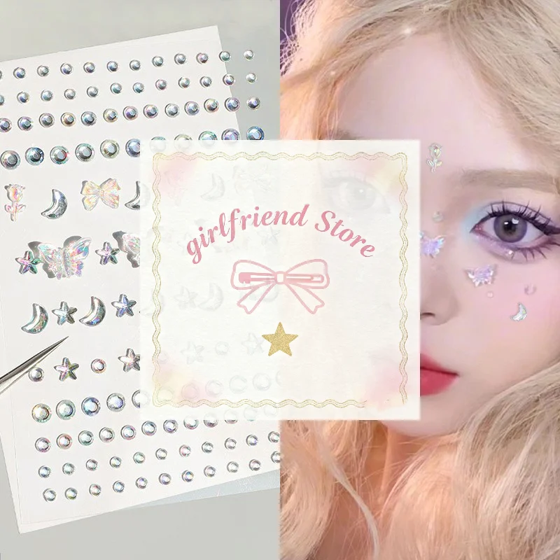 1 قطعة جوهرة الوجه اللؤلؤ ملصق ثلاثية الأبعاد الملونة حجر الراين الوشم عينيه ملصقات مهرجان مسمار الجسم ماكياج بلينغ ديكور #1