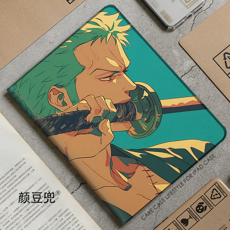 Roronoa Zoro Anime For Samsung Galaxy Tab A7 Lite 8.7 2021 Case S9 Plus Tri-fold stand Cover Galaxy Tab S6 Lite Tab S8 S7 Plus