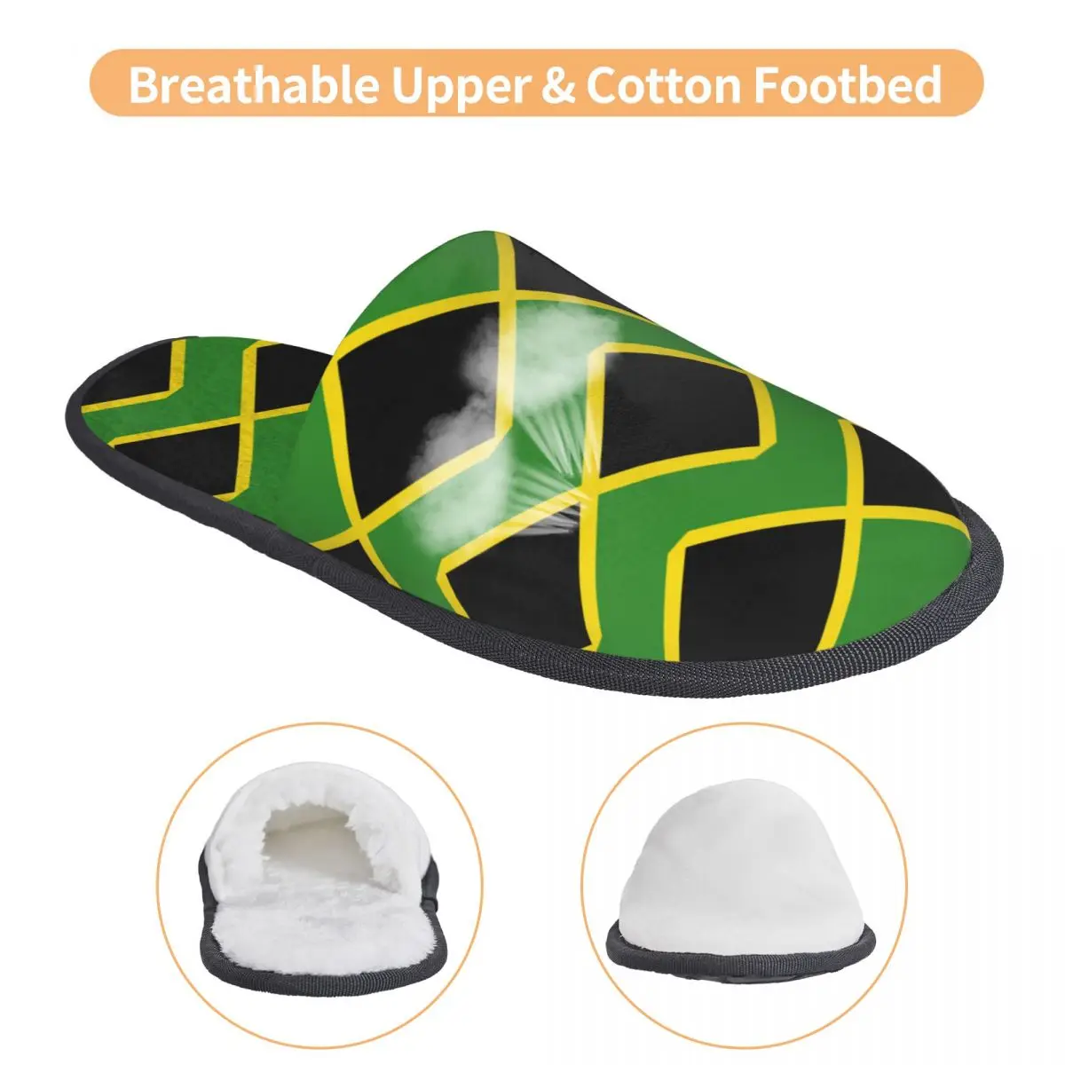 Pantofole da casa personalizzate in memory foam morbida con bandiera giamaicana Reggae da donna, comode e calde, con suola antiscivolo