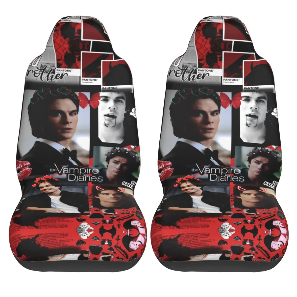 

The Vampire Diaries Damon Salvatore Car Seat Covers Fashion Bus Auto Seat Covers Polyester Protective Two Pieces Cover