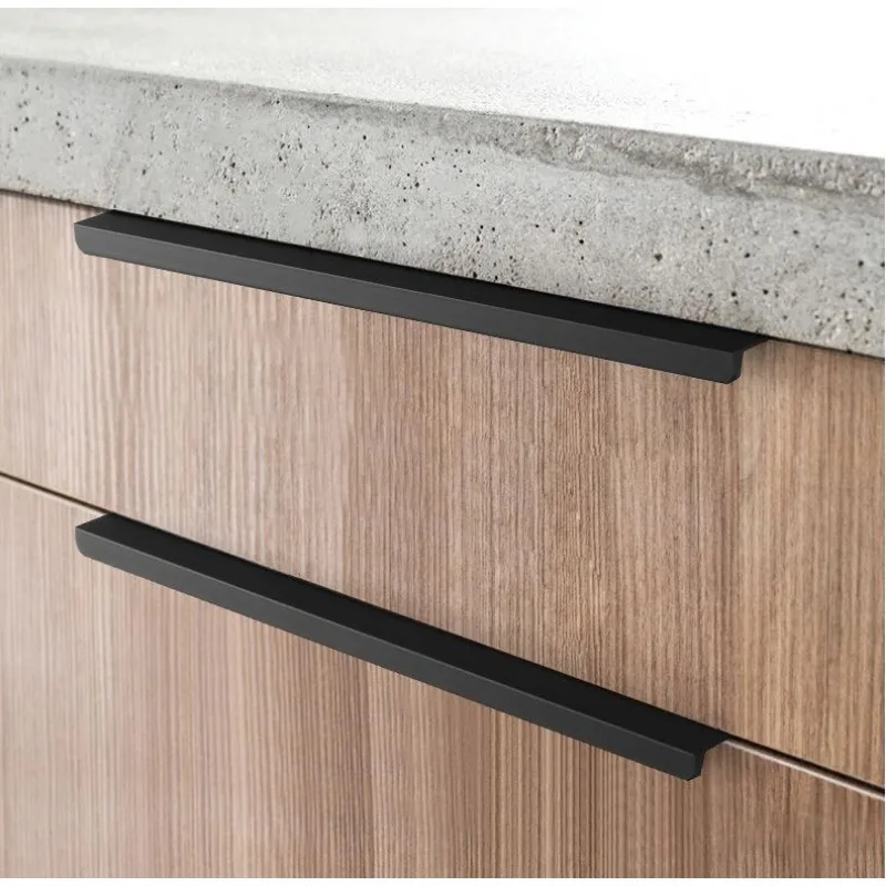 80-1200MM Length Minimalist Wardrobe Invisible Longright Angle Edge Banding Drawer Hidden Handle Punch Free Cabinet Black Handle