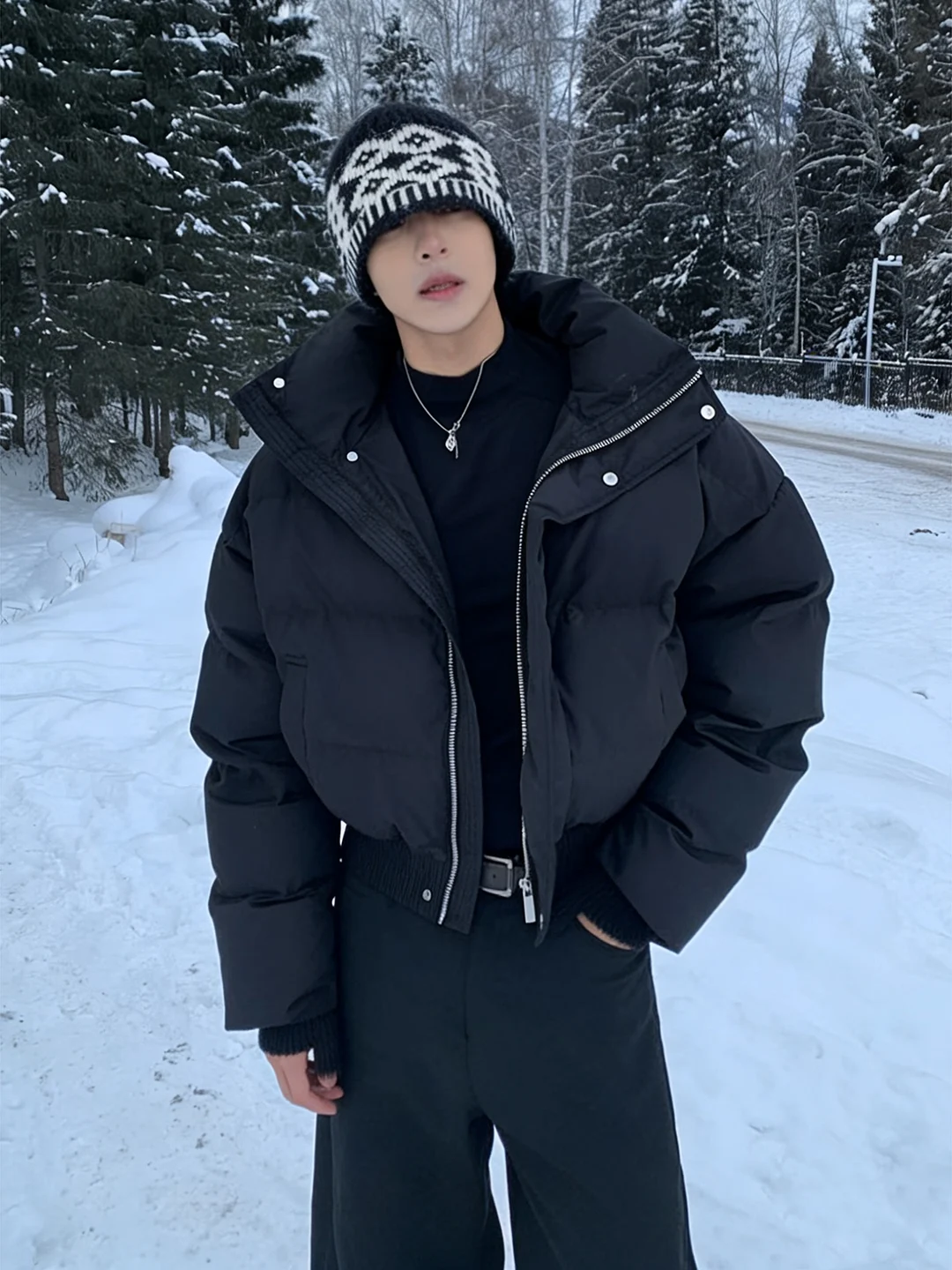 

Bla ort Cotton Jaet Men's Winter Warmth Insulation Stand Collar Breadth Sensation Cold Proof Cotton Outerwear Coat