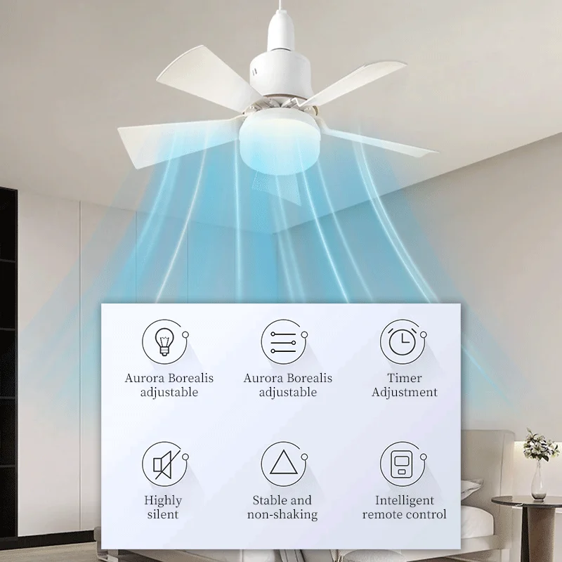 LED Ceiling Fan With Light Remote Control Dimmable Silent Modern Smart Wireless Fans for Bedroom Living Room Loft