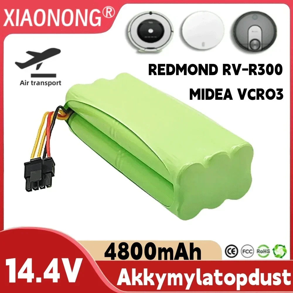 

2024 New 14.4V 4800mAh High-capacity Vacuum Cleaner Robot Battery Redmond RV-R300, RV-R310, Midea VCR03, VCR01, BBK BV3521