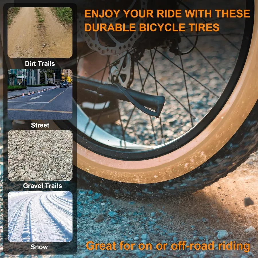 2-Pack 26x4.0 إطار دراجة سمين 26 بوصة مجموعة إطارات الدراجة الجبلية مع تصميم قابل للطي لركوب الطرق الوعرة والدراجات الكهربائية في