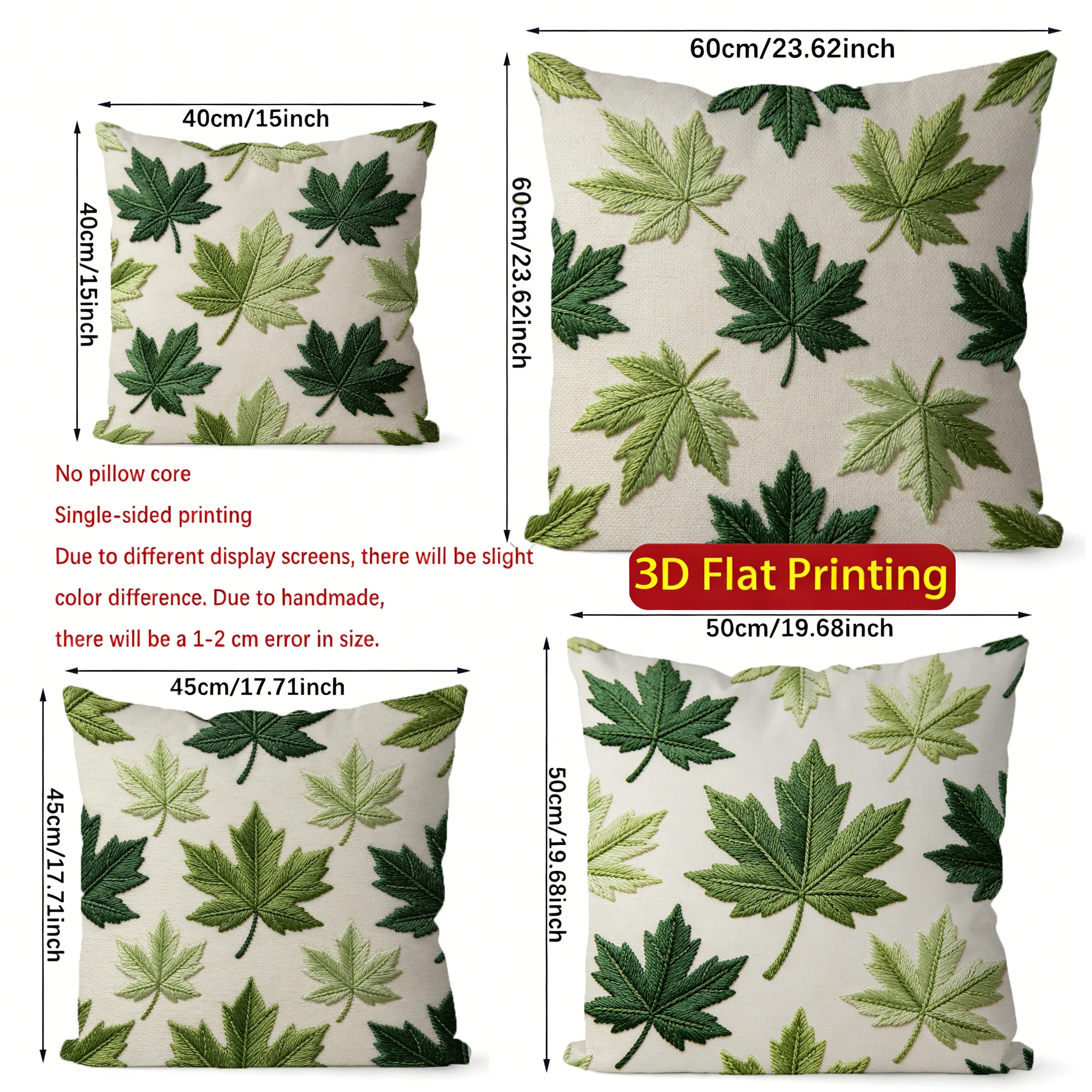 Embroidered Style Maple Leaf Throw Pillow Covers Pattern Cushion Cover Suitable for Sofa Bedroom Car Pillow Cover