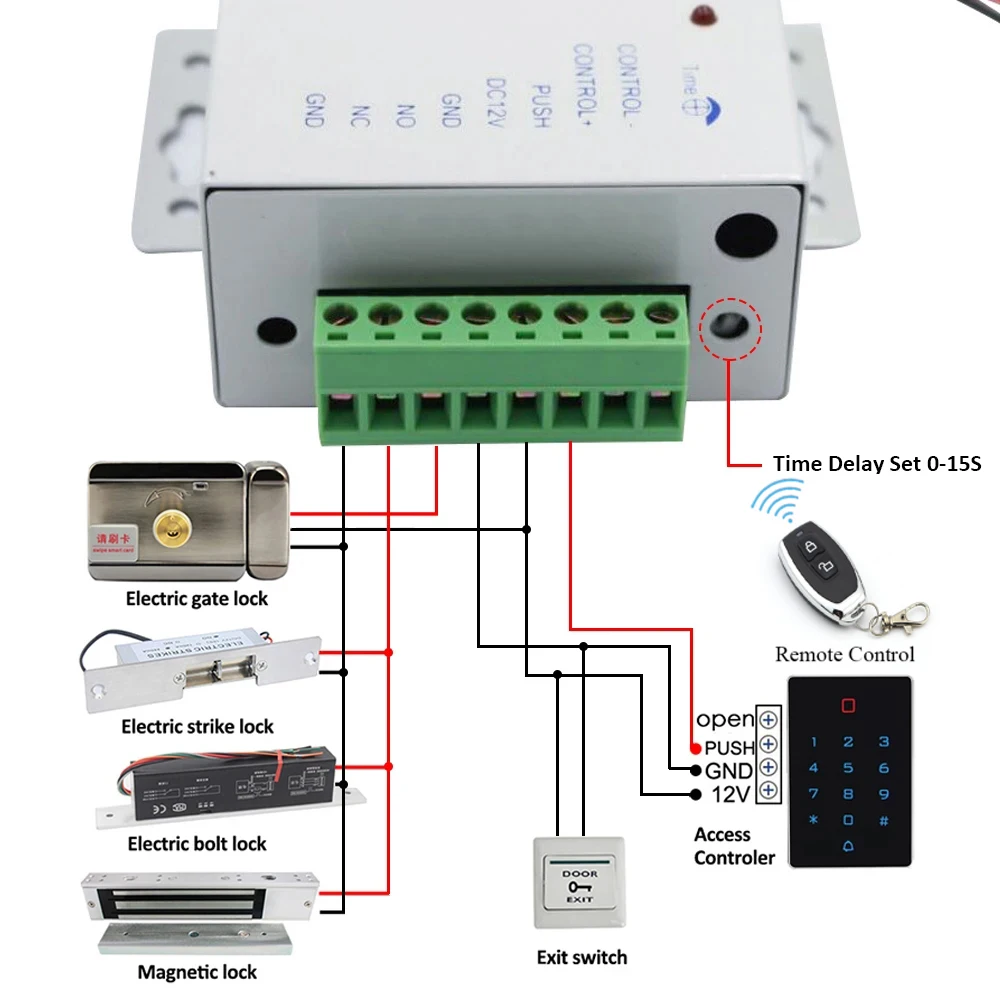 Imagem -06 - Porta Acesso Sistema de Controle Interruptor com Controle Remoto Fechadura Elétrica Rfid Impressão Digital Fonte de Alimentação 3a dc 12v