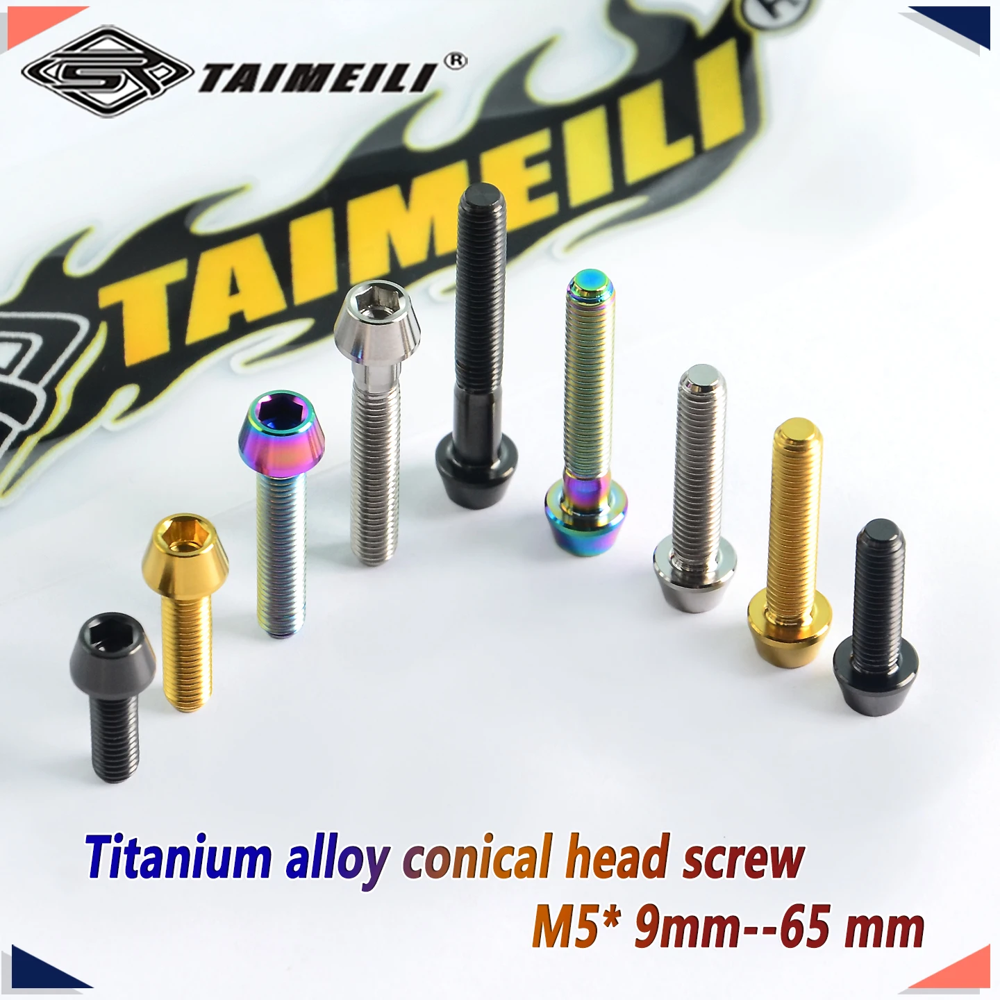Titanium Bolt Cone Head M5* 9/14/16/20/25/30/35/40/50/65 mm Bicycle Replacement Screw Bicycle Accessories Screw