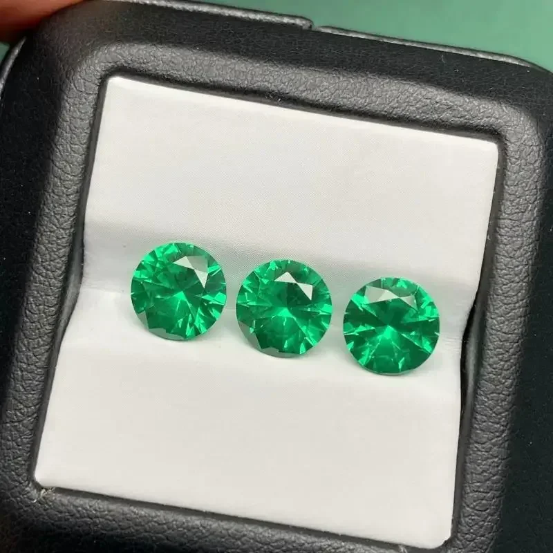 2024 New Arrival Size 5mm-10mm Round Lab Grown Tasvorite Green Gemstones for Ring Earrings Jewelry Making