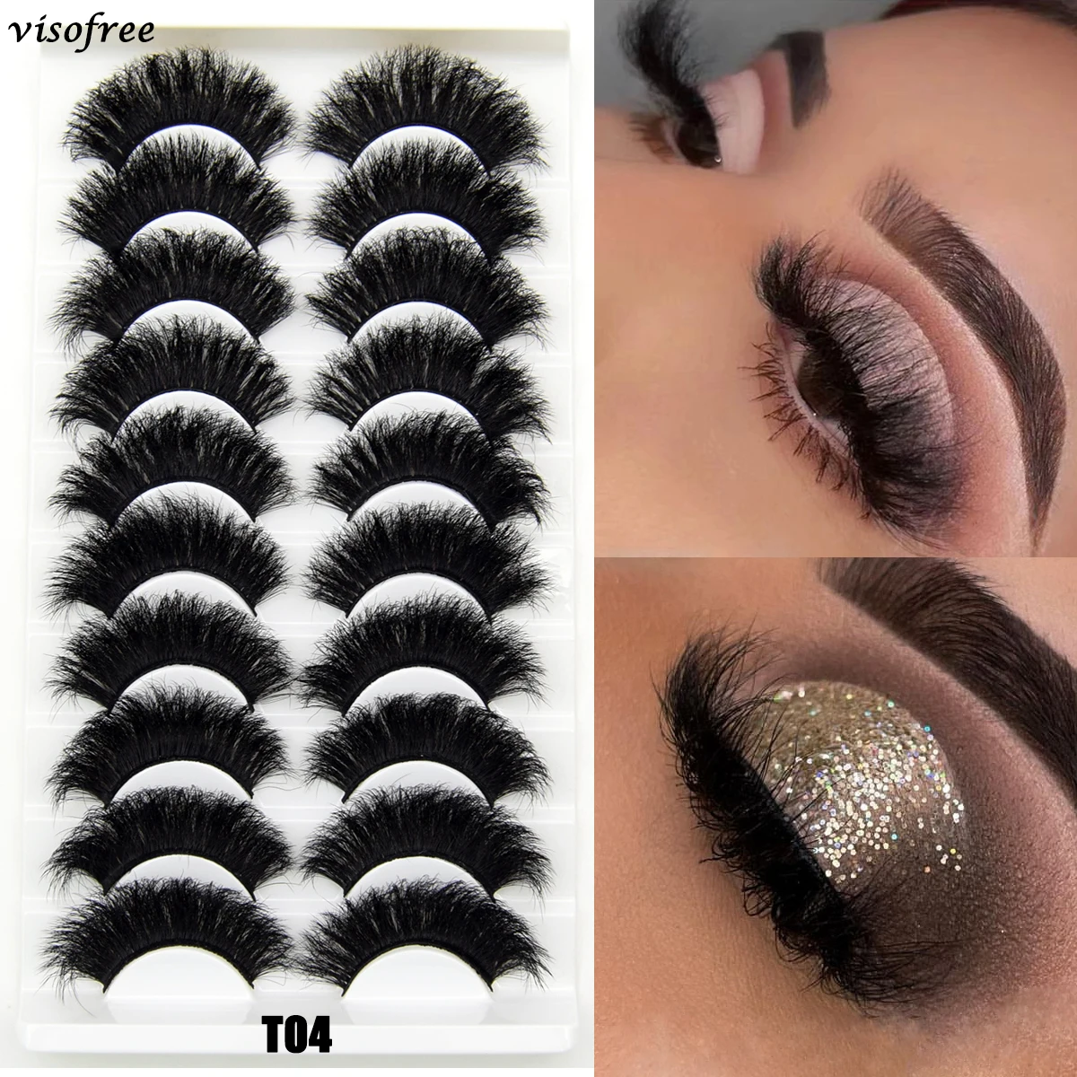 Visofree Eyelashes 3D Mink Lashes Fluffy Volume Mink False Eyelashes Dramactic Lashes Cruelty Free Wispy Lashes Makeup Cilios