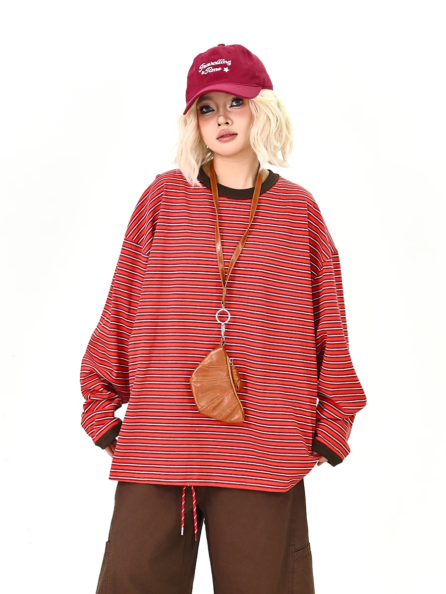 

Женская свободная ветровка в корейском уличном стиле с цветными полосками и длинными рукавами, весна 2026, новинка