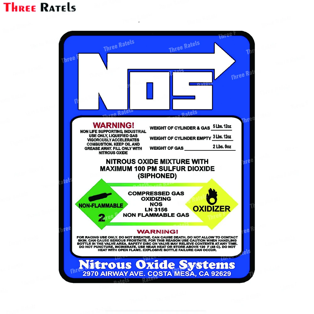 Three Ratels I288 Blue And Red NOS Bottle Replacement Label Decal Sticker Sign 2 5 10 15 20lb Vinyl Waterproof Material