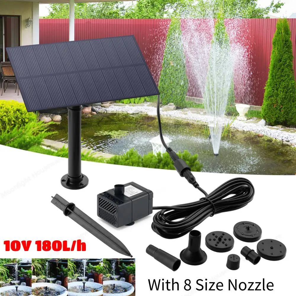 

Water Fountain Garden Decoration with Stake Solar Panel 1.5W Water Pump Watering System Energy Saving 180L/h Kits for Fish Tank