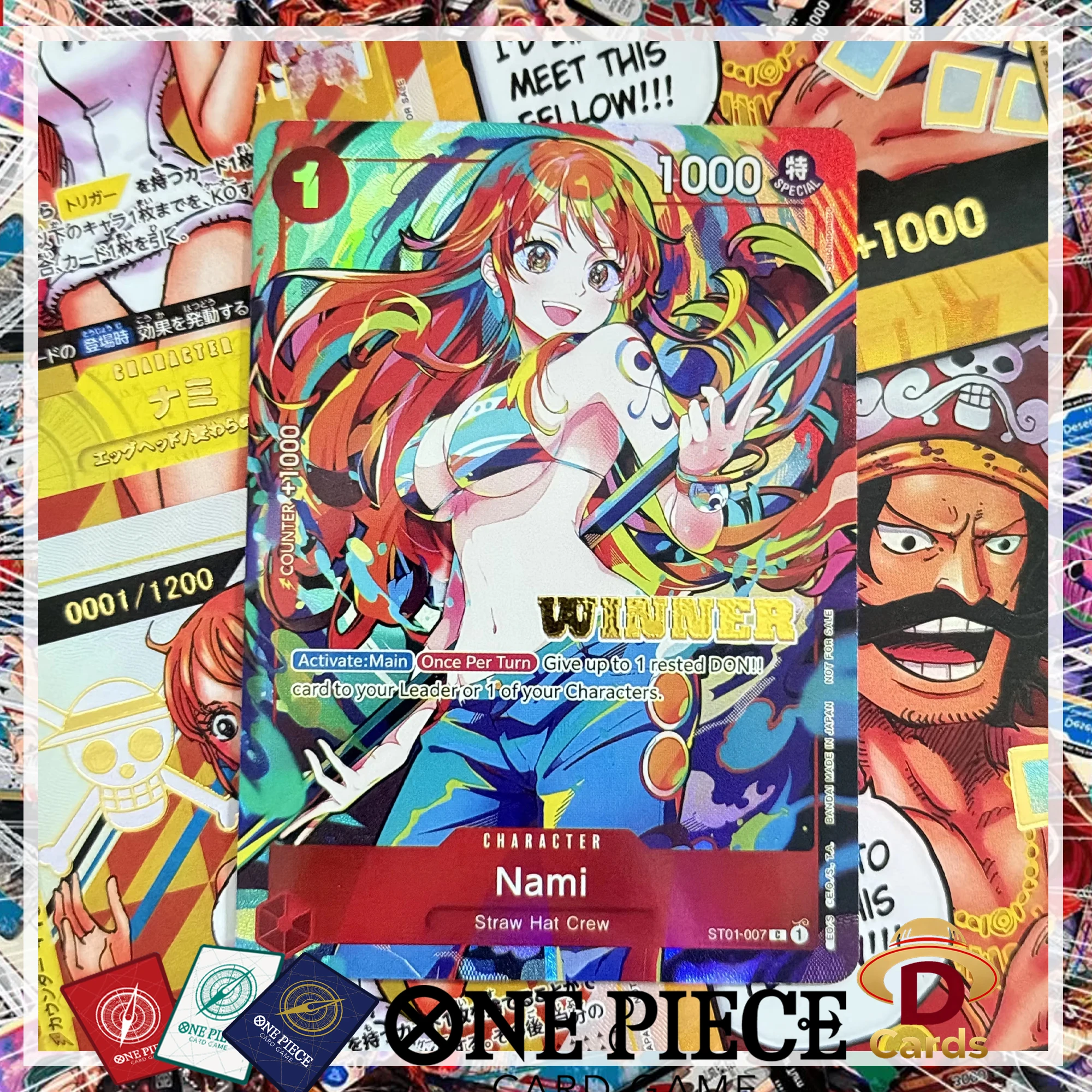 

One Piece OTCG Champions Card Promo Nami 2025 New Year Event Winner ST01-007 Shimmering Foil Textured Proxy Cards English
