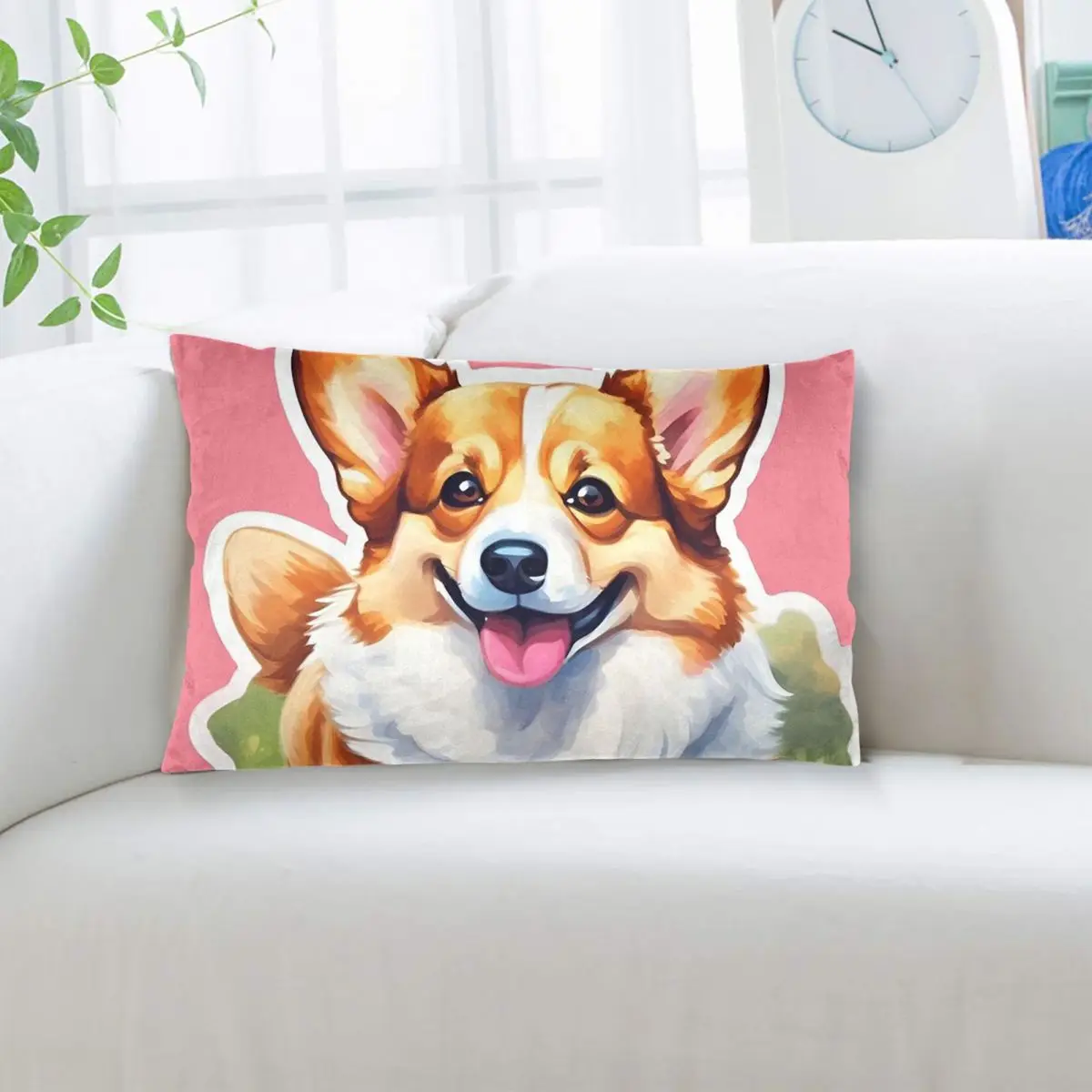 Corgi Watercolor Rectangle Pillowcase Cushion Cover Decor Bedroom Bed Home Comfort Throw Pillow