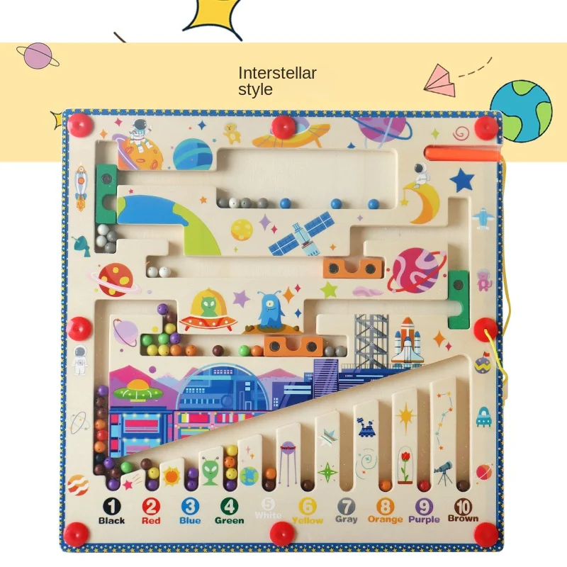 Cognição digital de madeira colorida infantil puzzle, brinquedo educativo montessori, órgão magnético, conta de passeio, jardim de infância