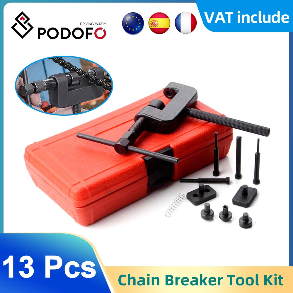 Podofo Chain Repair Tool Kit For Motorcycle Bike 13PCS Chain Splitter Motorcycle Mountainb Tool Heavy Duty Link O Ring Bike