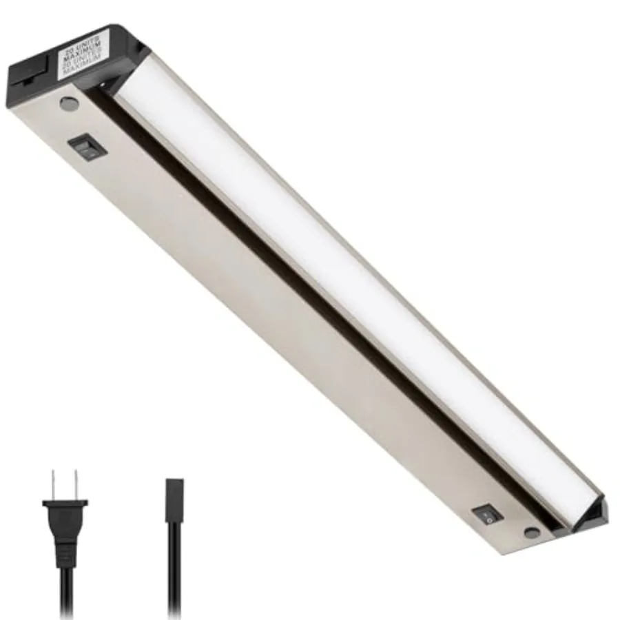 

Поворотный светодиодный светильник для установки под шкаф, 2 цветовых режима 2700K/4000K, с регулировкой яркости, с настенными диммерами, подключаемый к сети - Только корпус -0109-4-SN