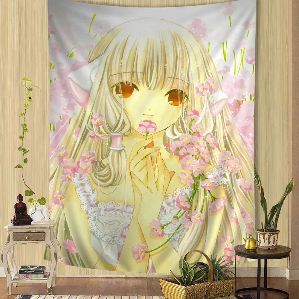 Anime Chobits Tapestry Art Printing Japanese Wall Tapestry Anime Wall Hanging Home Decor