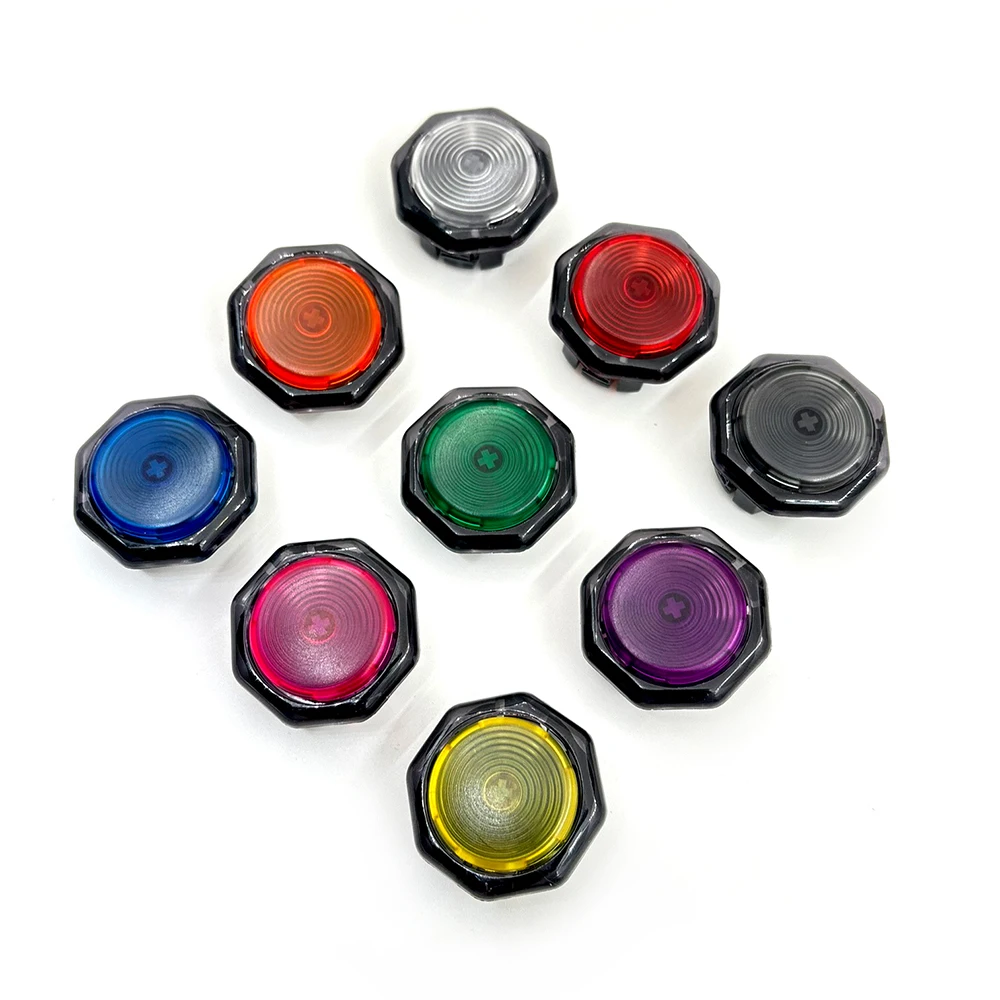 8pcs Sinoarcade Low Profile Mechanical Buttons Black with Kailh WIZARD Switches Hot-swappable for Arcade Hitbox SnackboxFightbox