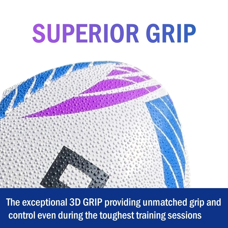 كرة الرجبي مقاس 4 مقاس 5 قبضة ثلاثية الأبعاد ومتانة 3 طبقات بناء مصفح لتدريب الرجبي