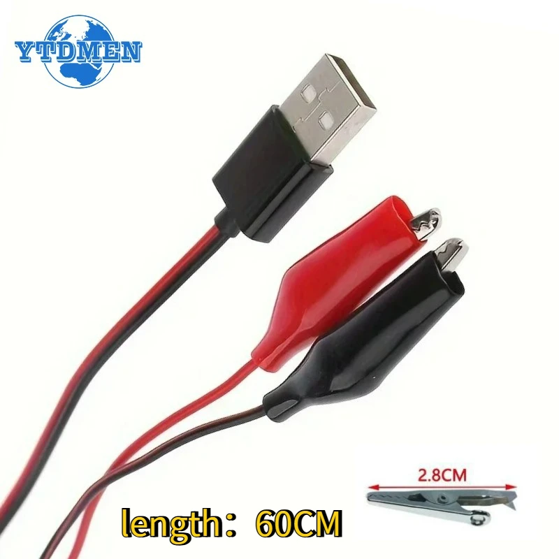 Krokodil Test Clips Klemme Zu USB Stecker Buchse Test Führt Stecker Netzteil Adapter Draht 60CM Kabel Krokodil Clips