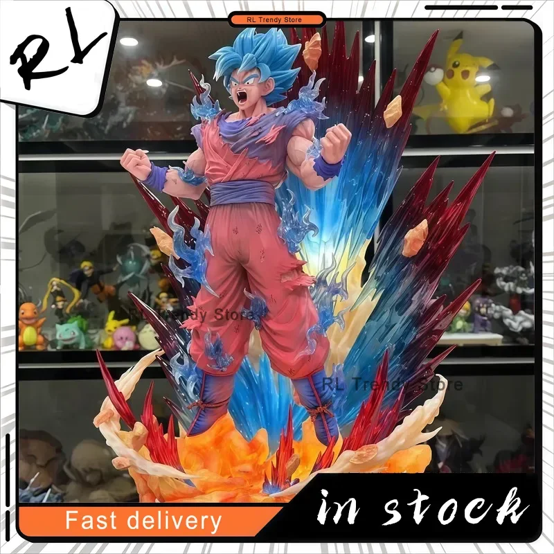 

Dragon Ball 45cm Super Blue Realm King Fist Goku Gk Handheld Trendy Play Model Ornament Toy Festival Gift