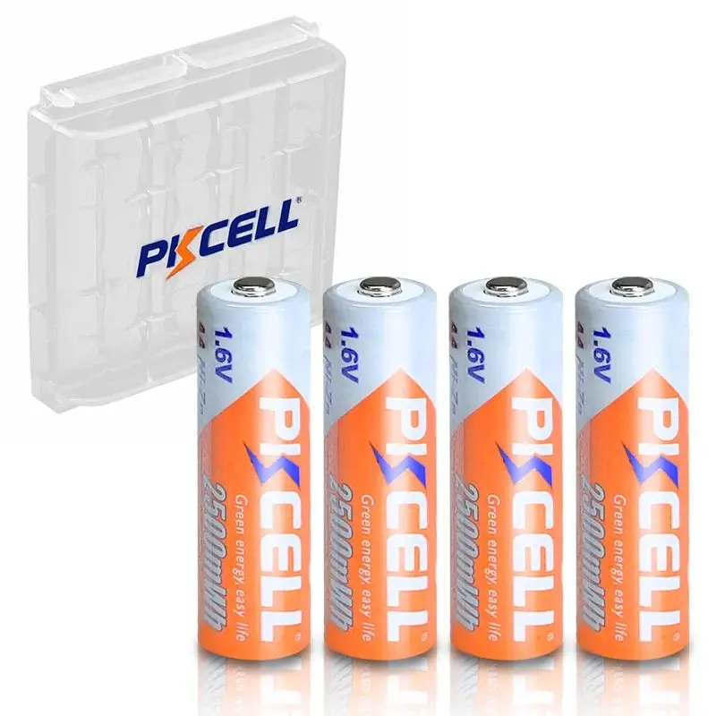 4PCS PKCELL AA 2500mWh 1.6V Ni-Zn AA Rechargeable Batteries 2A NIZN battery  And 1PCS AA/AAA Battery Hold Case Box For Toy