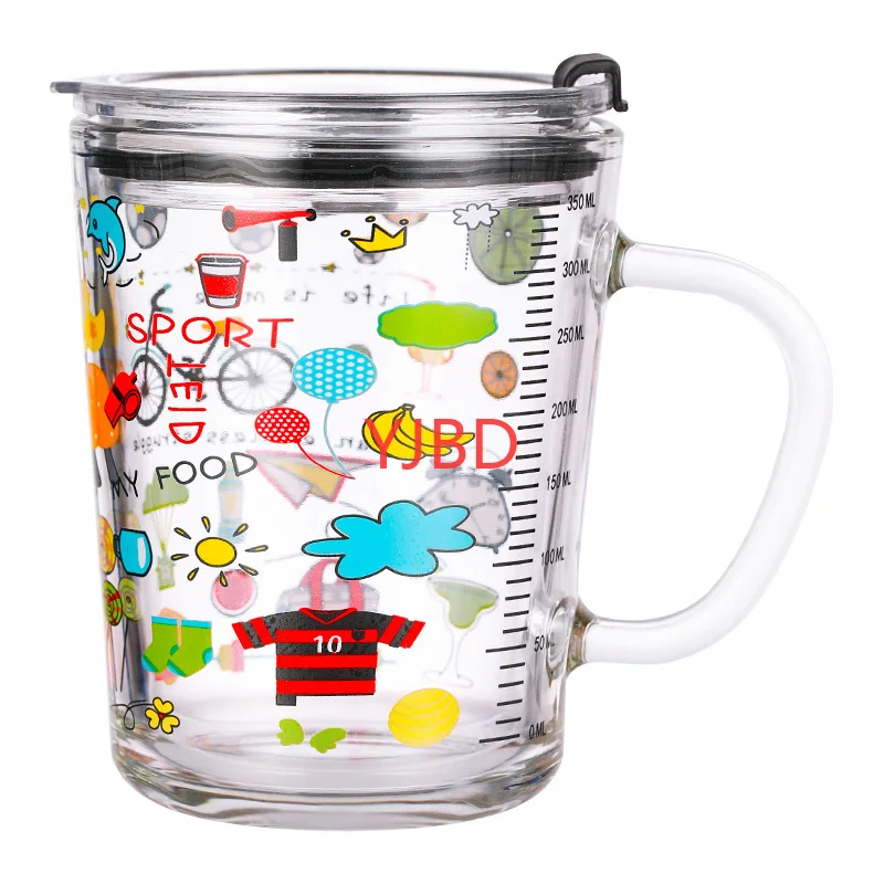 HF 350ML/450ML Thick Glass Mugs with Scale Useful Multi-drinking Mugs Canecas Coffee Milk Water Cup For Child and Adults