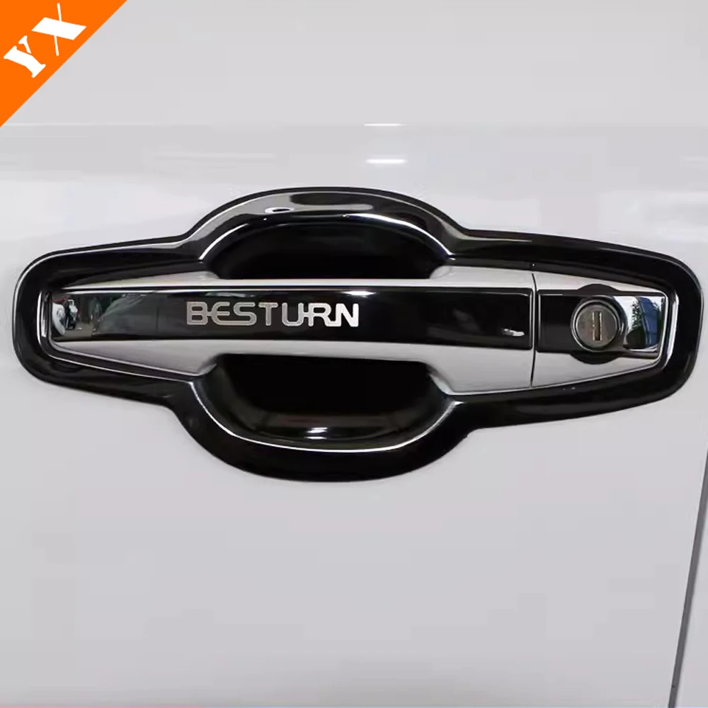 For FAW Bestune T77 Accessories 2018-2023 Stainless Car Side Door Knob Protector Door Handle Frame Anti Scratch Cover Trim