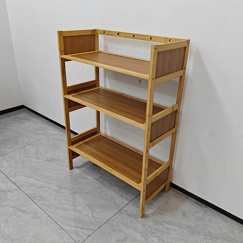 Sturdy and durable bamboo multi-tier storage rack for books, decorative items, and essentials. Versatile shelving.