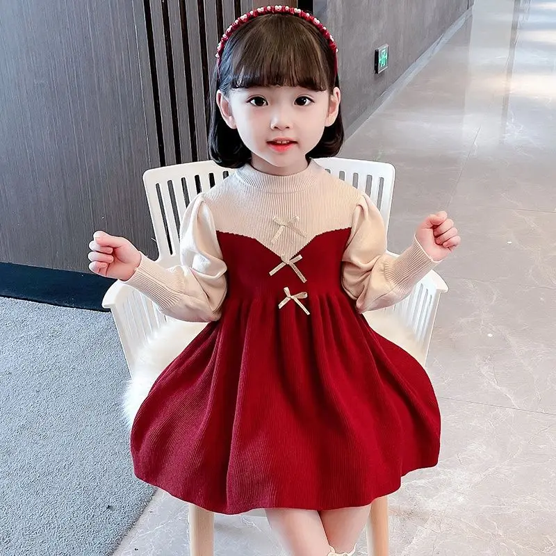 2026 Girls Ribbon Dress Spring Autumn Baby Princess Dress Kids Fashion Clothing Toddler Party Gown
