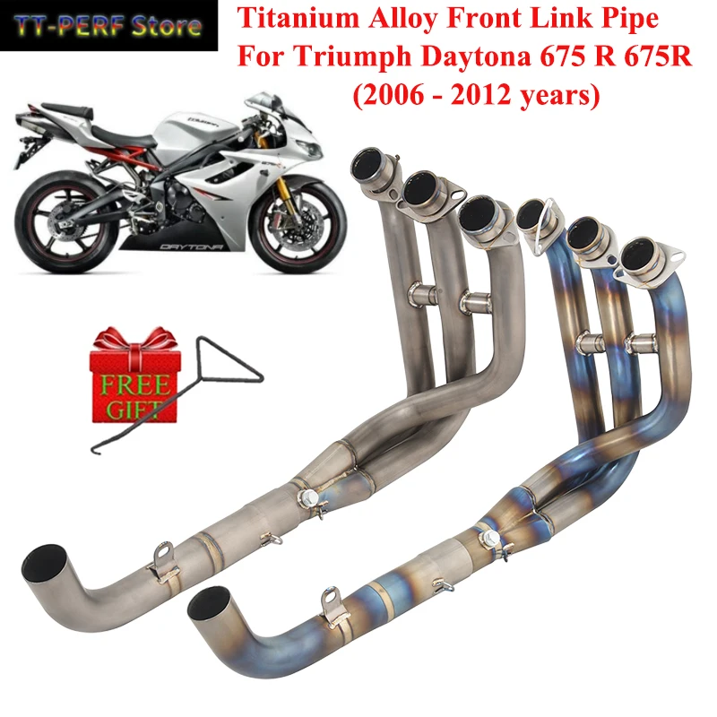 

Titanium Alloy Front Link Pipe For Triumph Daytona 675 R 675R 2006 - 2012 Motorcycle Exhaust Full System Escape Modified Mufller