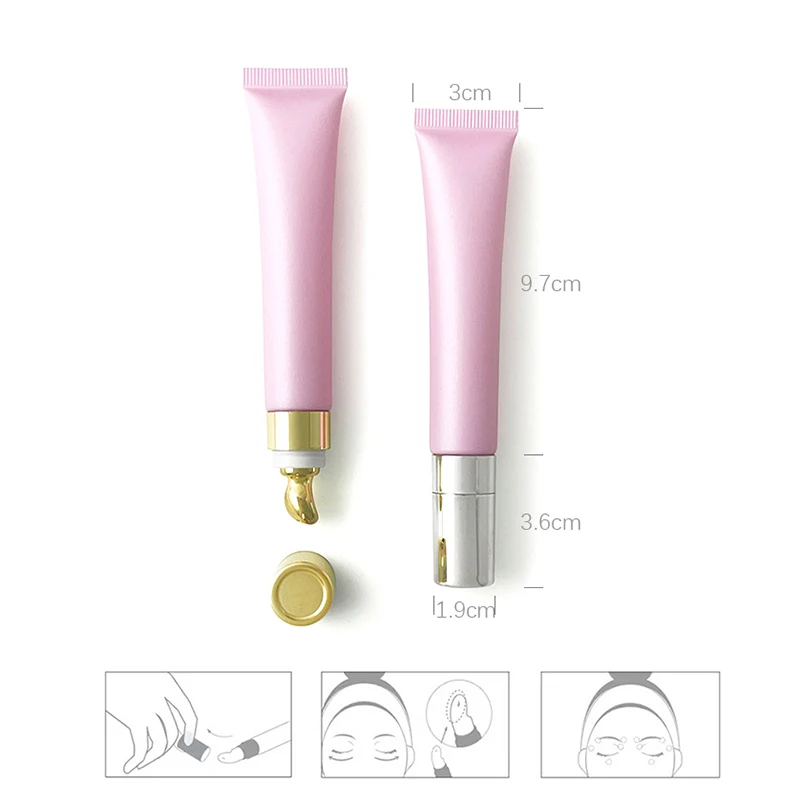 Óleo essencial de maquiagem para viagem, creme vazio para os olhos, tubos recarregáveis de apertar, 20ml, garrafa de vácuo, recipientes de brilho labial