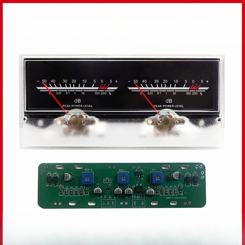 Level Meter Power Amplifier Post-Driver DB Level Sound Pressure Audio Meter with Backlight Double Needle Machine Meter Head